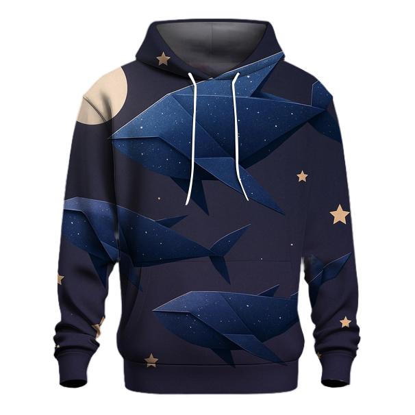 Cosmic Origami Whales pullover hoodies