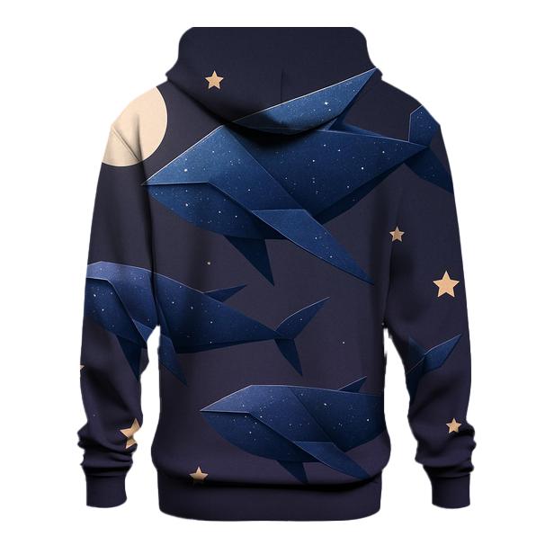 Cosmic Origami Whales pullover hoodies
