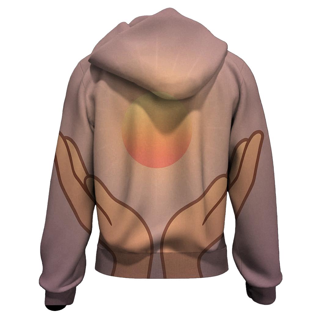 Hands Cradling Dawn zip-up hoodies