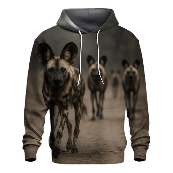 African Wild Dogs On Dusty Track hoodie designs
