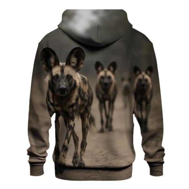 African Wild Dogs On Dusty Track hoodie designs