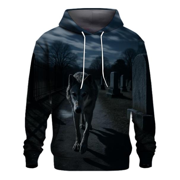 Moonlit Cemetery Wolf Crossing hoodie designs