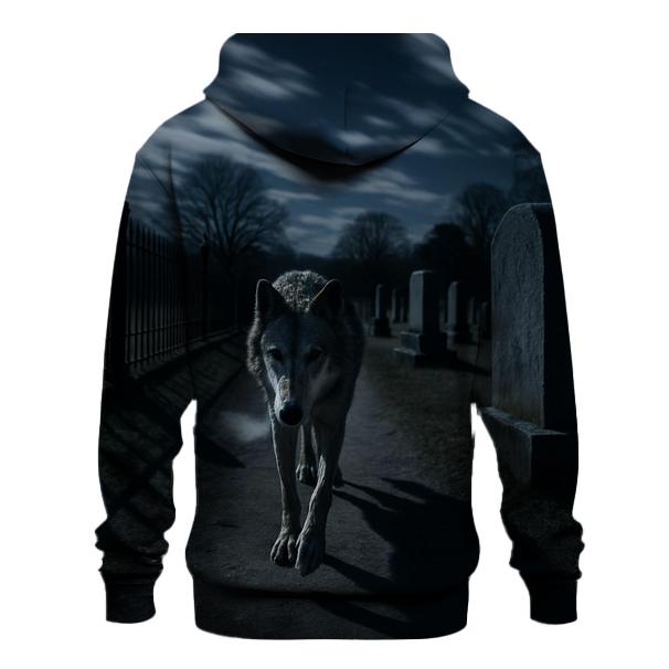Moonlit Cemetery Wolf Crossing hoodie designs