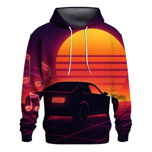 Night Drive Synthwave Notes embroidered hoodies