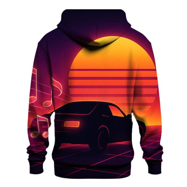Night Drive Synthwave Notes embroidered hoodies