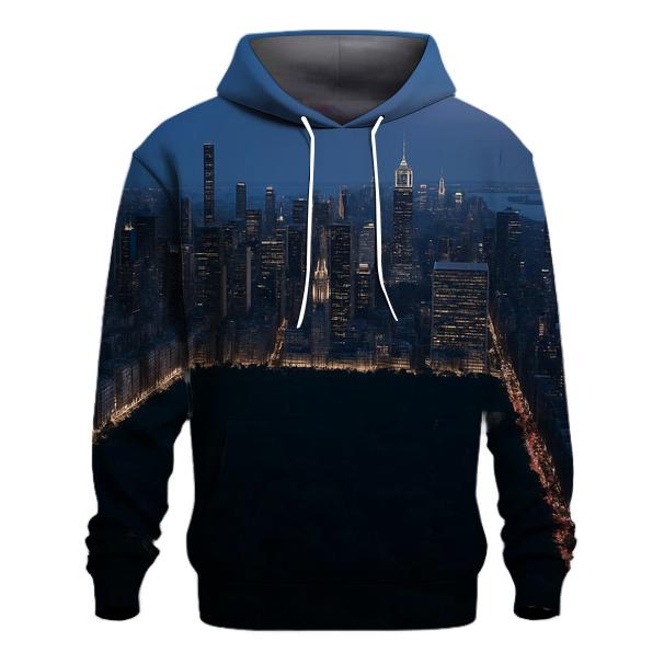 Aerial Blue Hour Panorama Above Central Park South printed hoodies