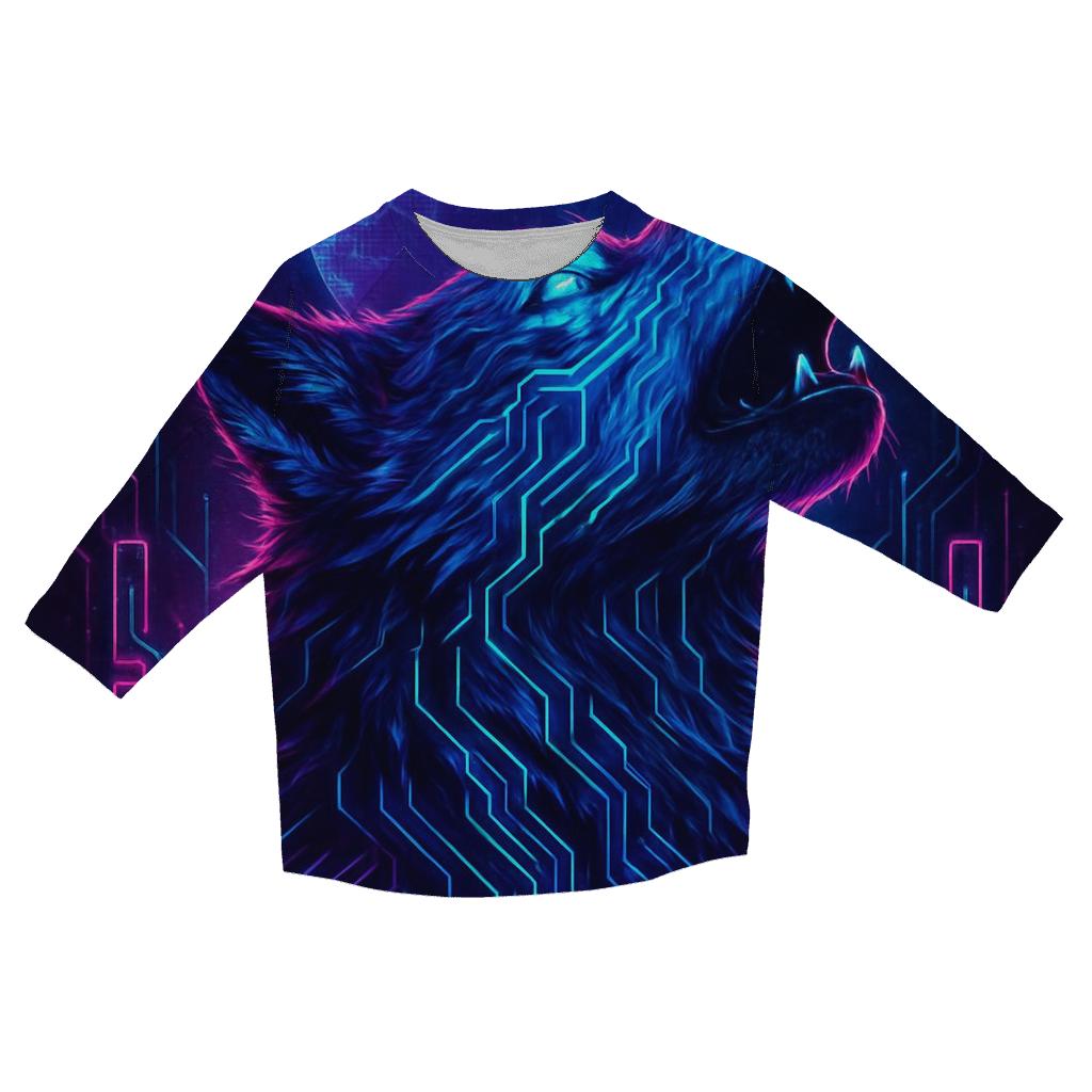 Lunar Circuit Wolf casual three quarter sleeve shirts