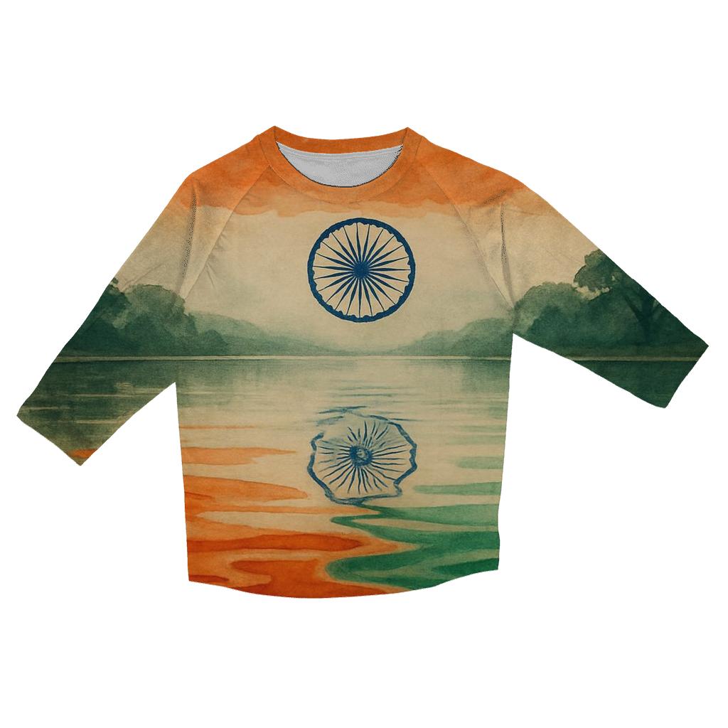 Indian Tricolor Monsoon River Reflection stylish quarter sleeve tops