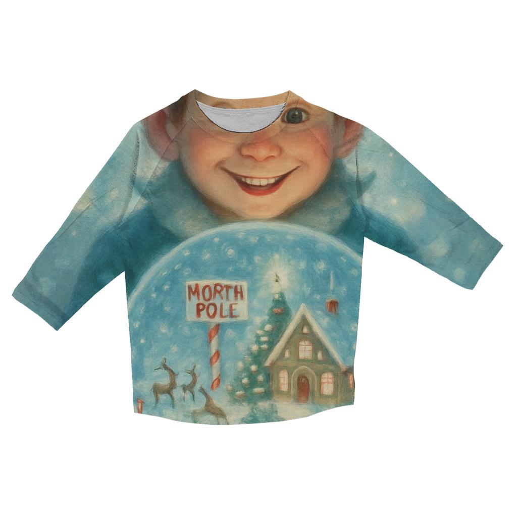 North Pole Snow Globe Workshop fashion 3/4 sleeve shirts