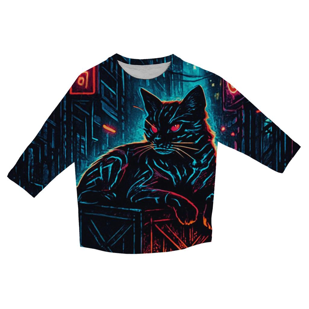 Cyber Alley Hacker Cat stylish quarter sleeve tops