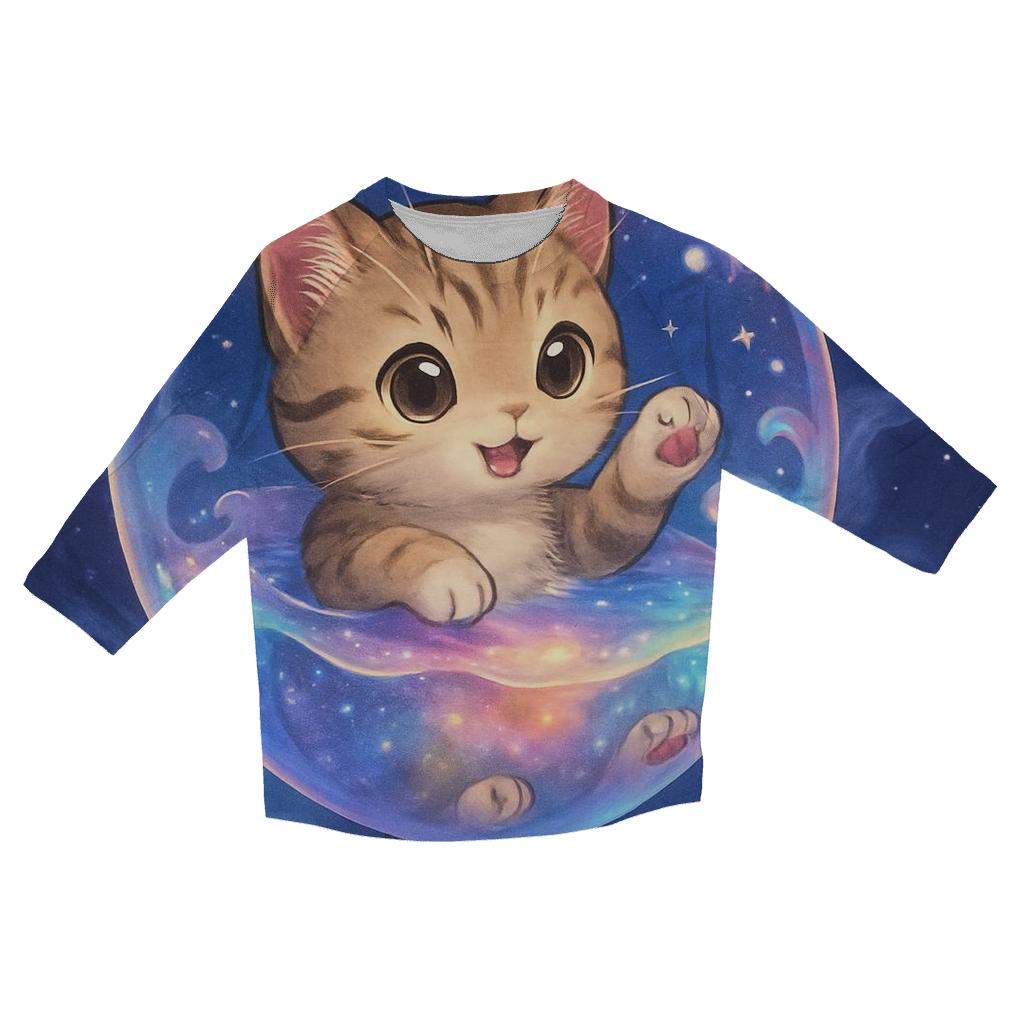 Bubble Bath Nebula Kitten cotton quarter sleeve shirts