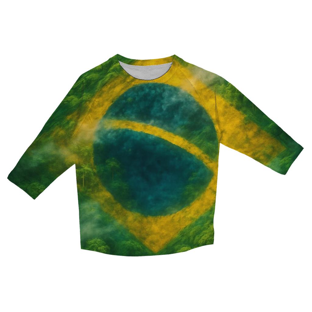 Brazilian Flag Jungle Canopy Fusion trendy 3/4 sleeve tops