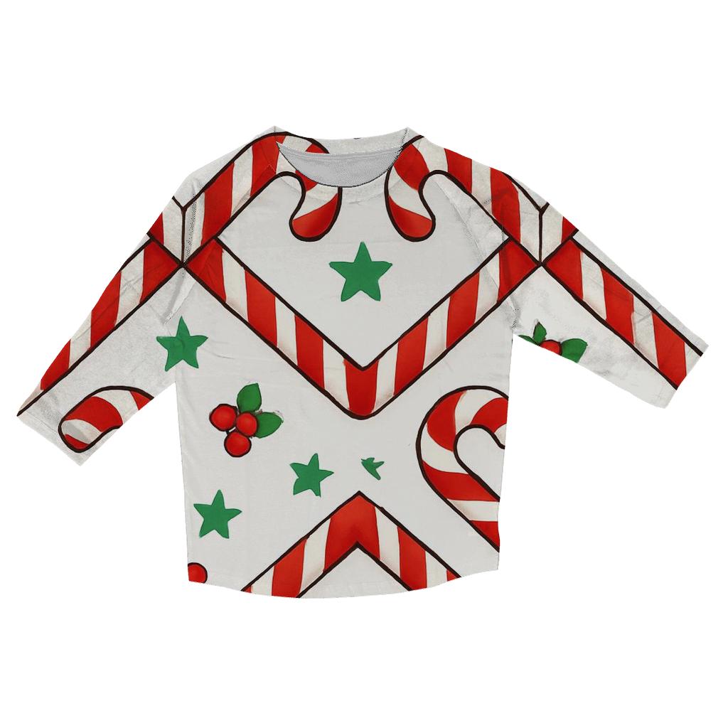 Candy Cane Chevron Parade casual three quarter sleeve shirts