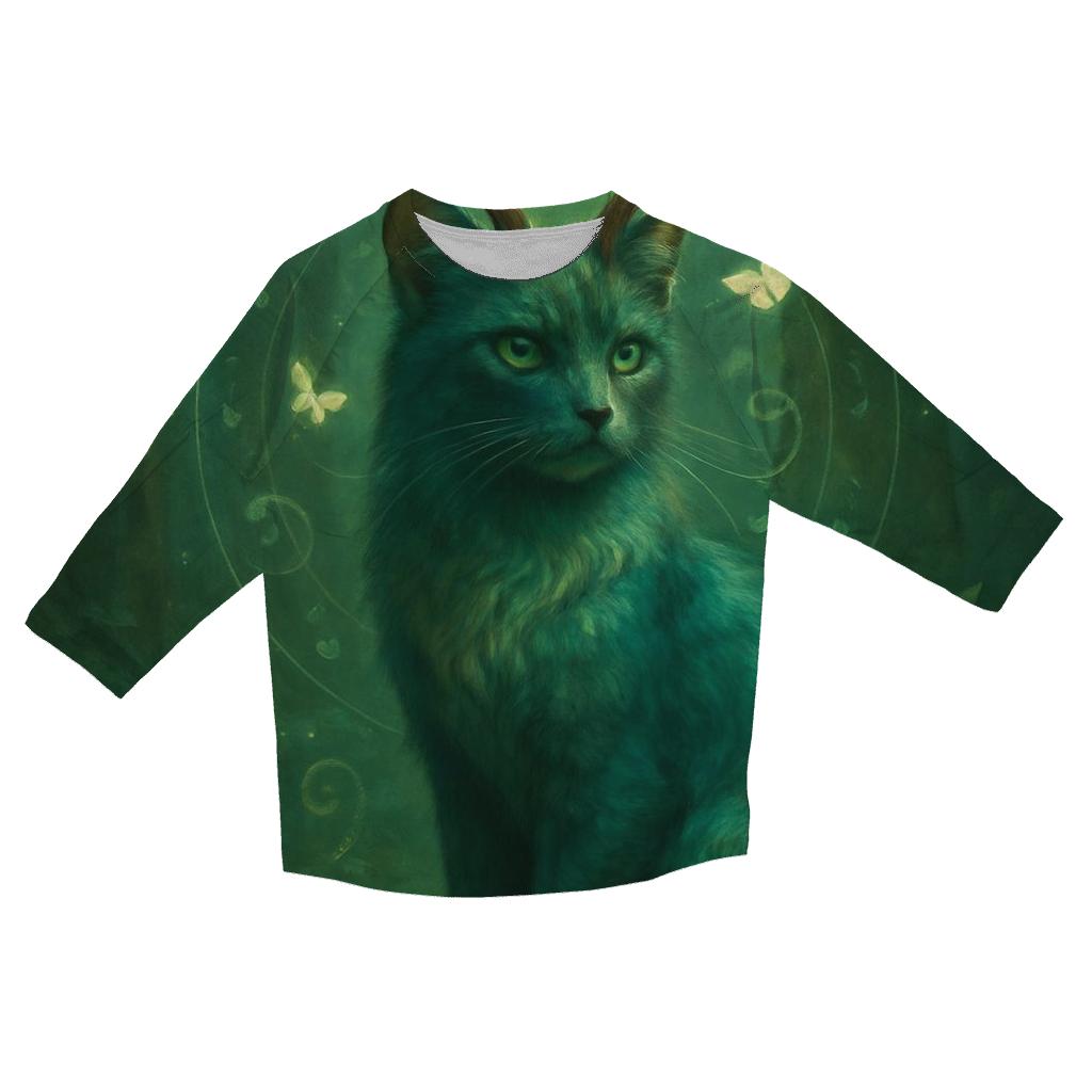 Forest Spirit Antlered Cat stylish quarter sleeve tops