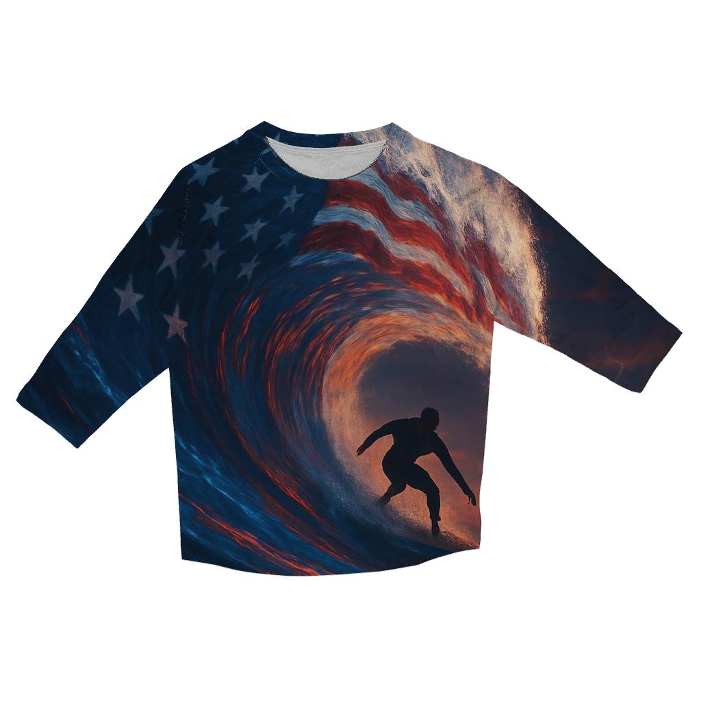 Patriotic Storm Rider Wave fashion 3/4 sleeve shirts