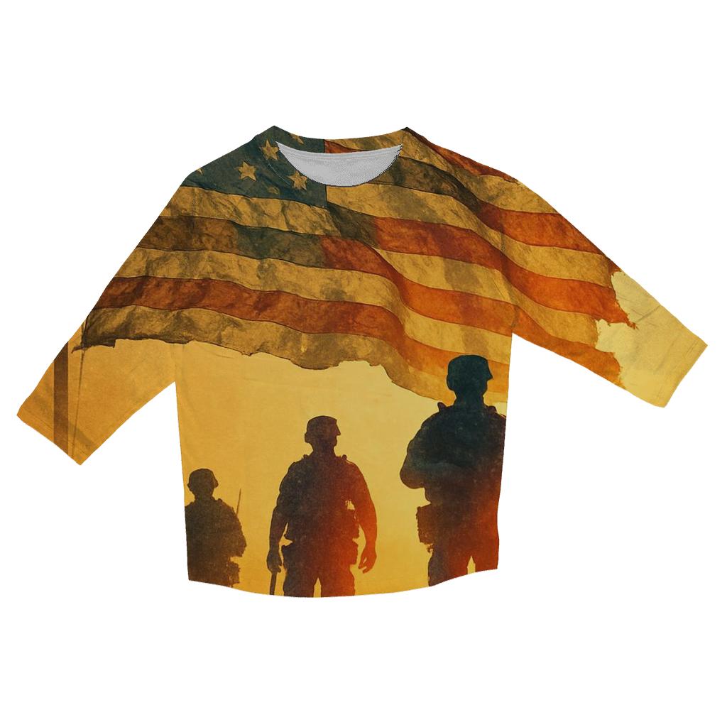 Desert Camouflage Battle Banner printed three quarter sleeve shirts