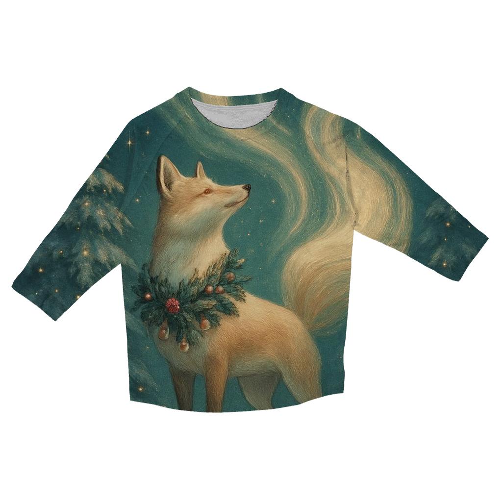 Aurora Fox In Christmas Forest designer 3/4 sleeve blouses