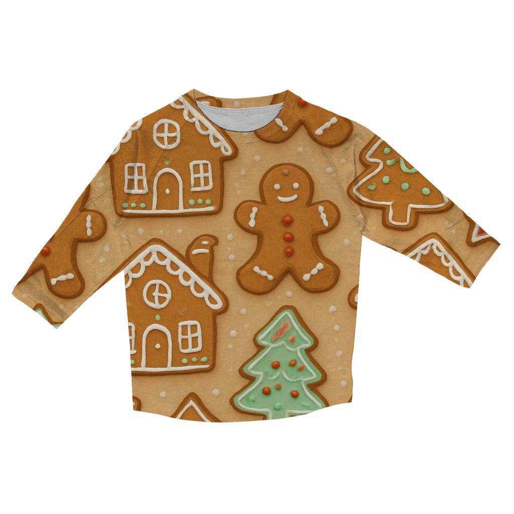 Gingerbread Village Scatter On Soft Beige stylish quarter sleeve tops