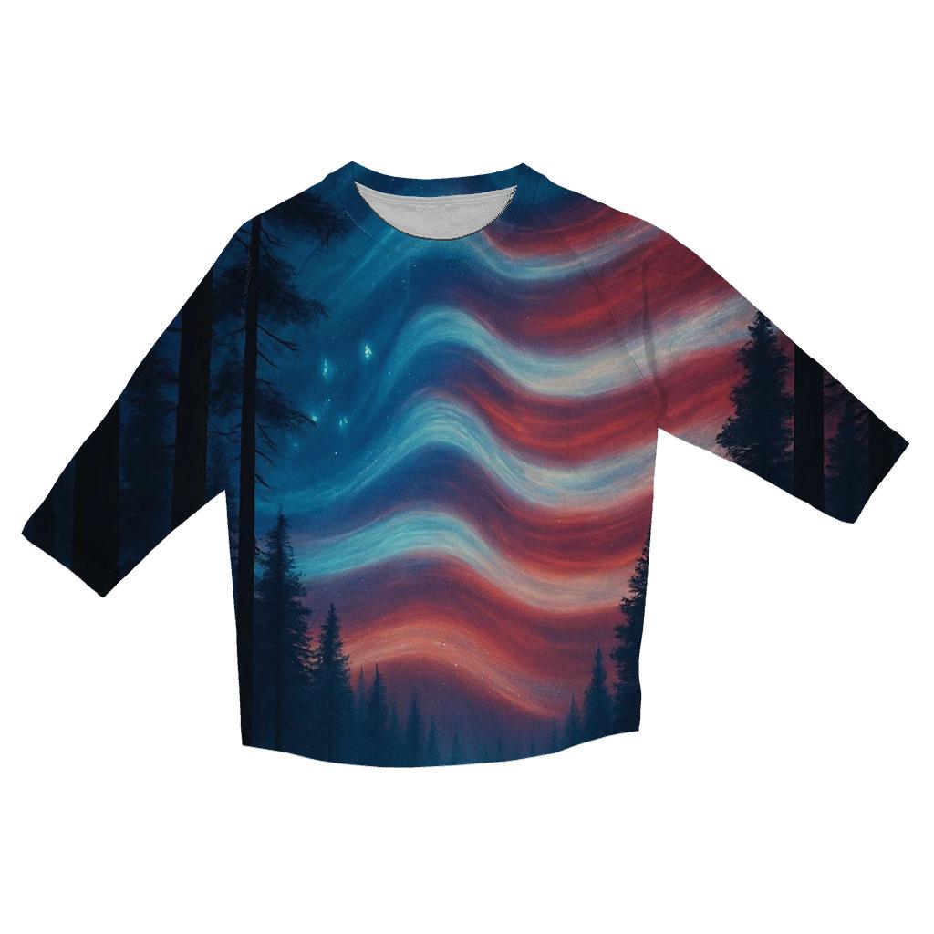 Forest Guardians Under Striped Aurora stylish quarter sleeve tops