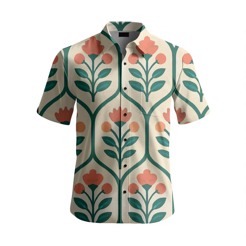 Verdant Mughal Botanical Trellis stylish threadwork shirts