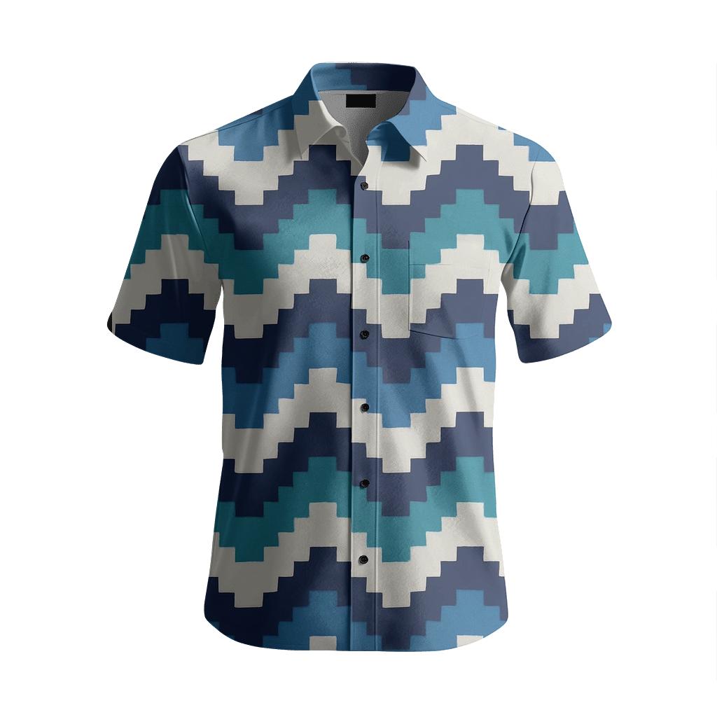 Midnight Ikat Chevron Grid designer stitched shirts