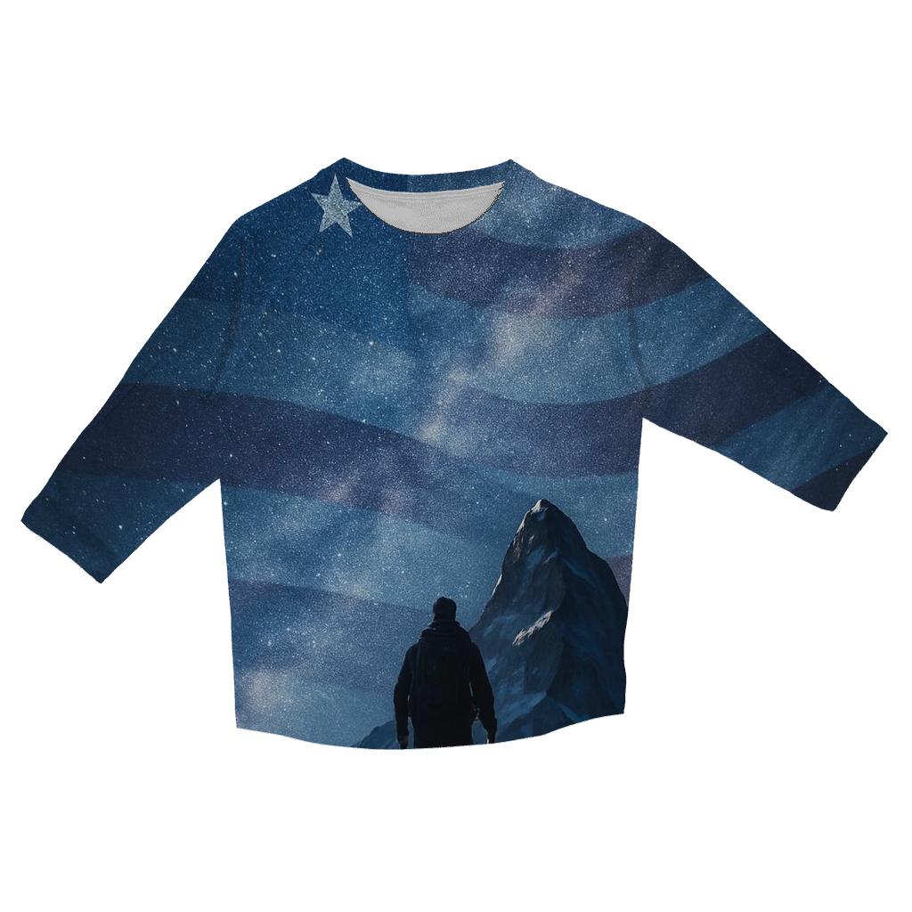 Mountain Summit Star Field Banner trendy 3/4 sleeve tops