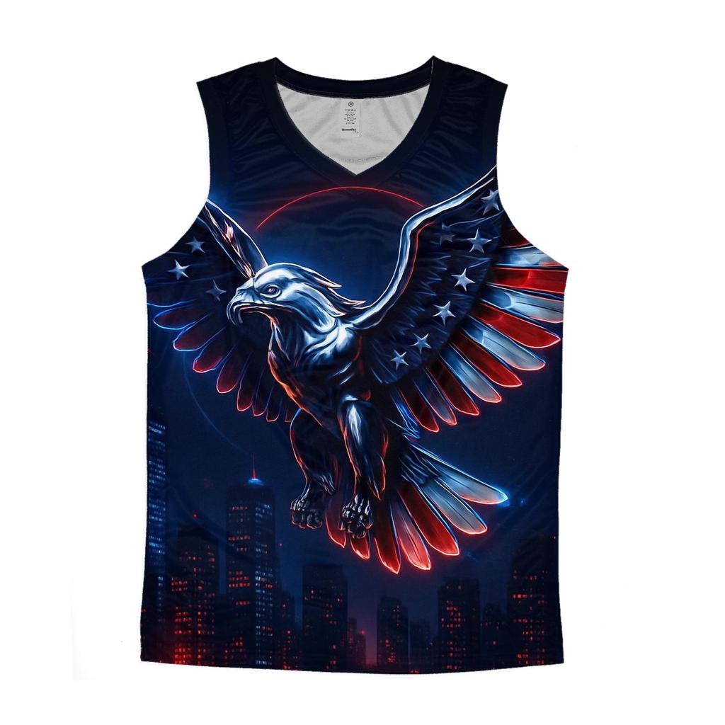 Chrome Eagle Of The Night Skyline sports performance tank tops