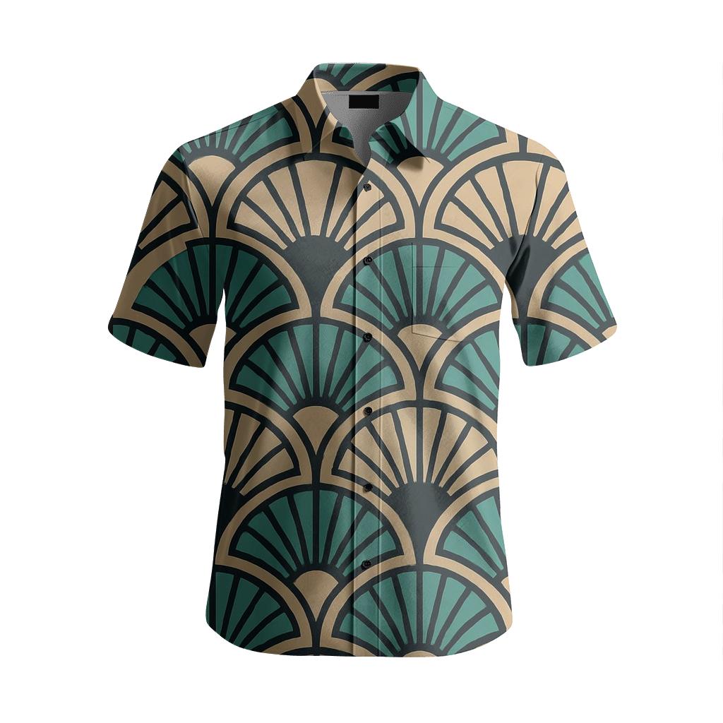 Art Deco Fan Trellis Parade embroidered logo shirts
