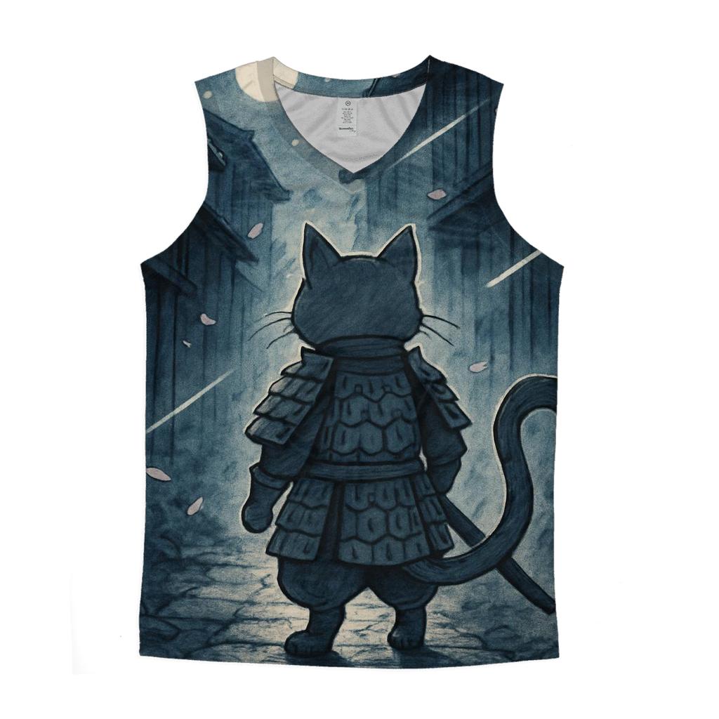 Moonlit Samurai Alley Cat trendy fitted tank tops