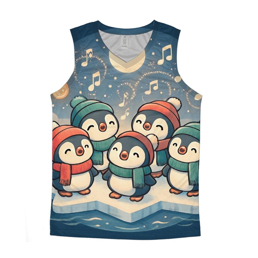 Penguin Carolers On Floating Ice Stage cotton sleeveless tops