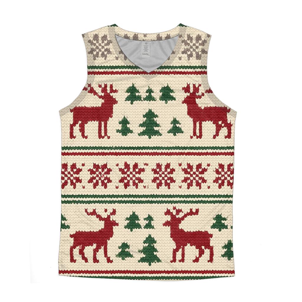 Nordic Reindeer Fair Isle Stripe sports performance tank tops