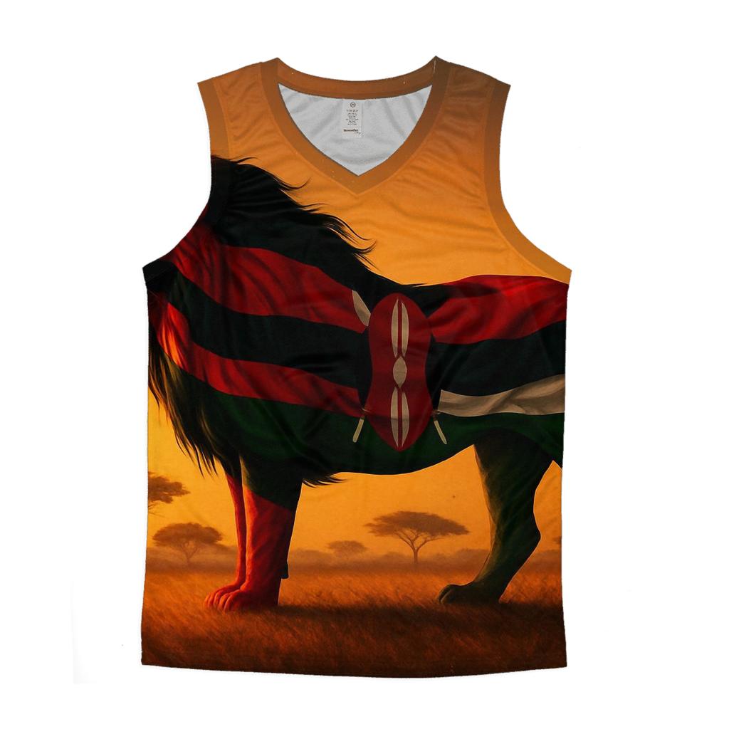 Kenyan Flag Savannah Lion Silhouette stylish racerback tanks