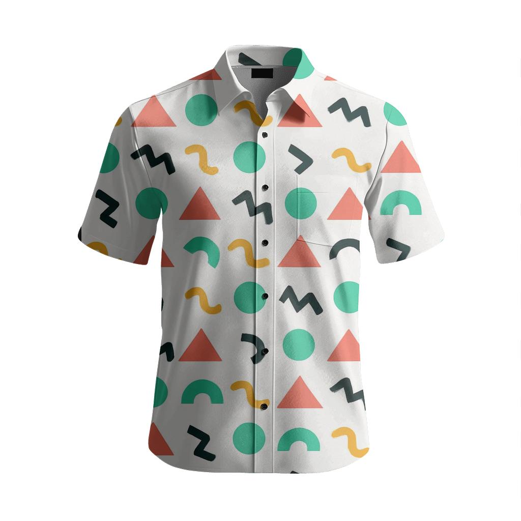 Playful Memphis Micro Motif Grid designer stitched shirts