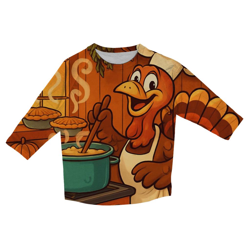 Turkey Chef Kitchen Warmth casual three quarter sleeve shirts