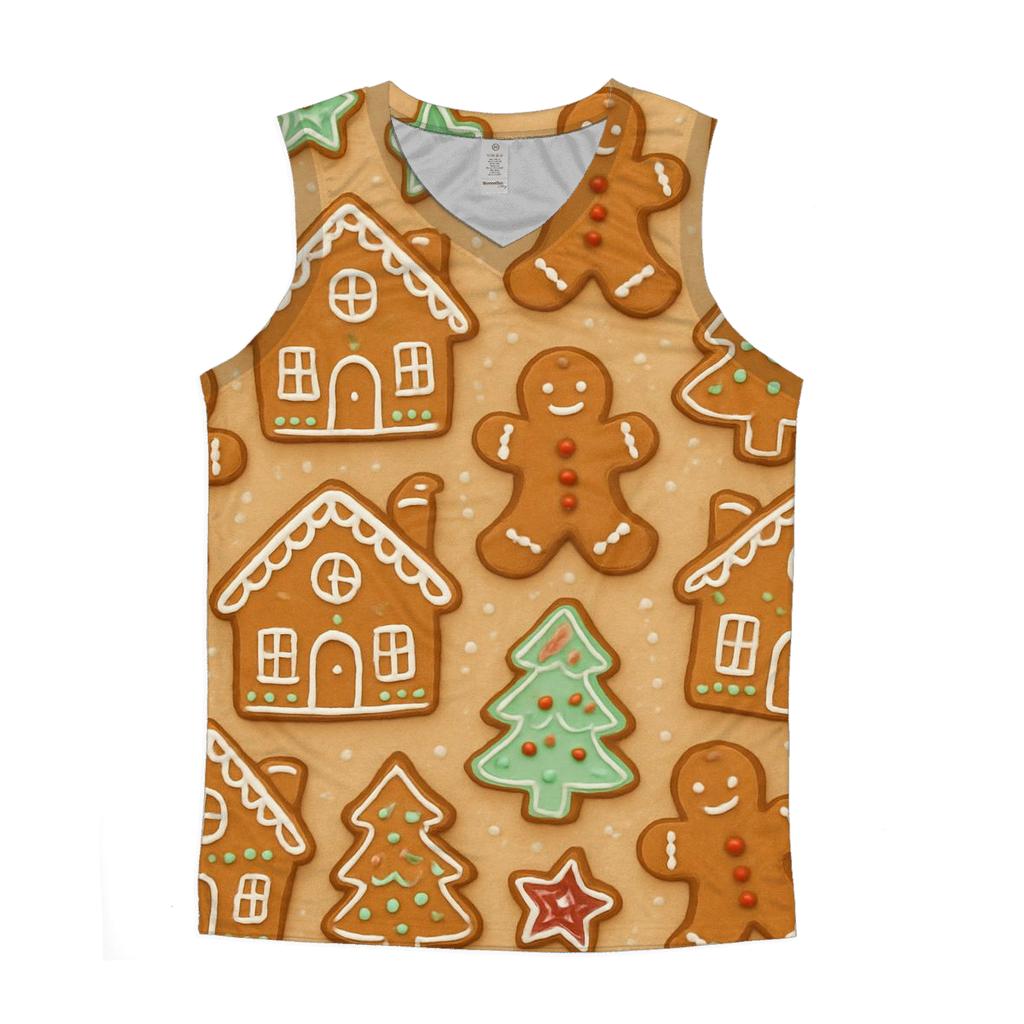 Gingerbread Village Scatter On Soft Beige designer workout tanks