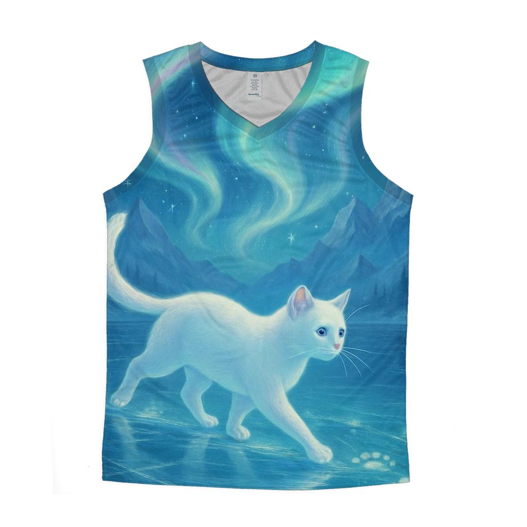 Aurora Ice Skater Snow Cat trendy fitted tank tops