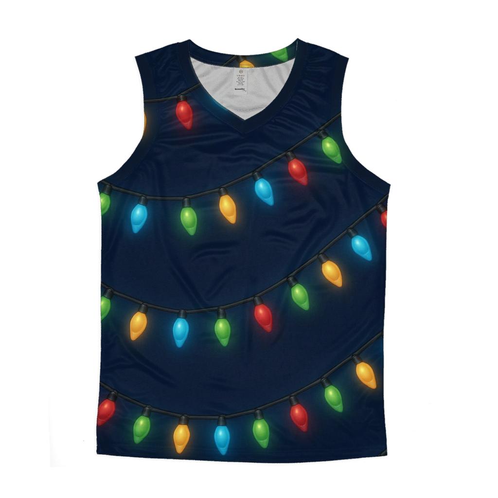 Christmas Lights Diagonal Wave sports performance tank tops