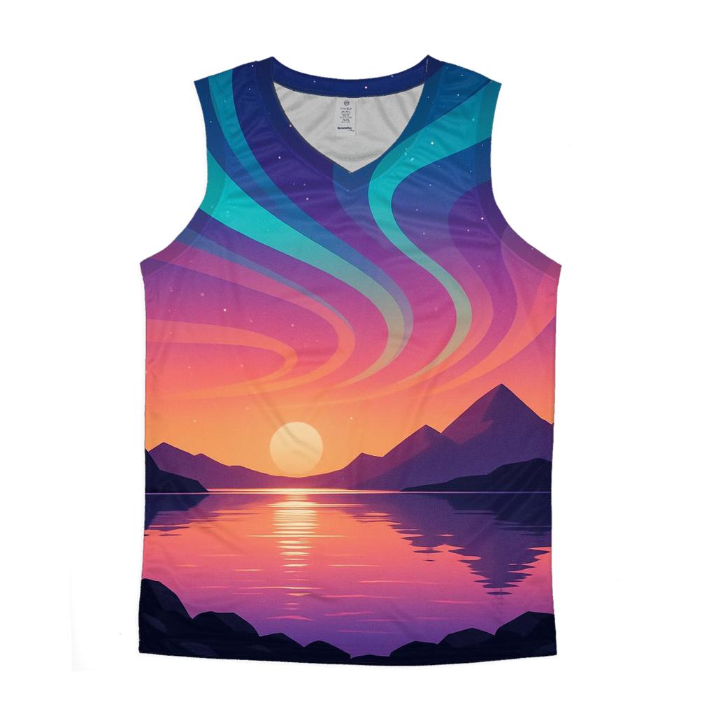 Aurora Sunset Over Crystal Lake sports performance tank tops