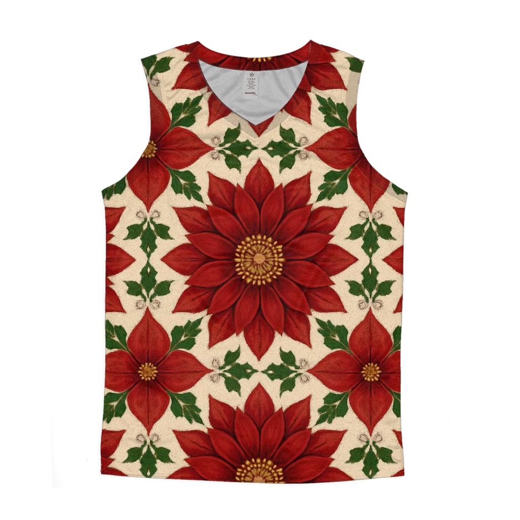 Poinsettia Mandala Tessellation personalized athletic tanks