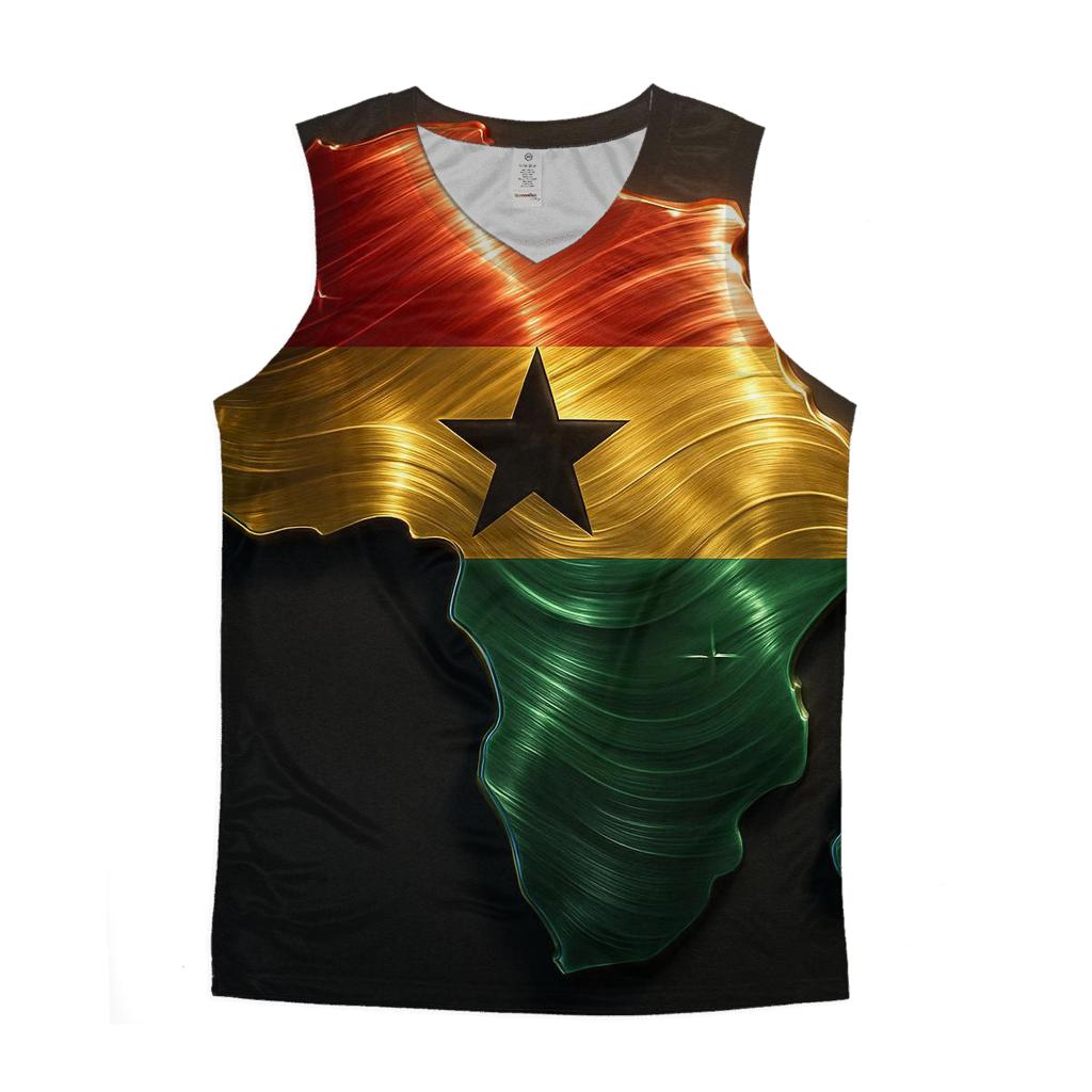 Ghanaian Flag Metallic Rhythm Map custom tank tops