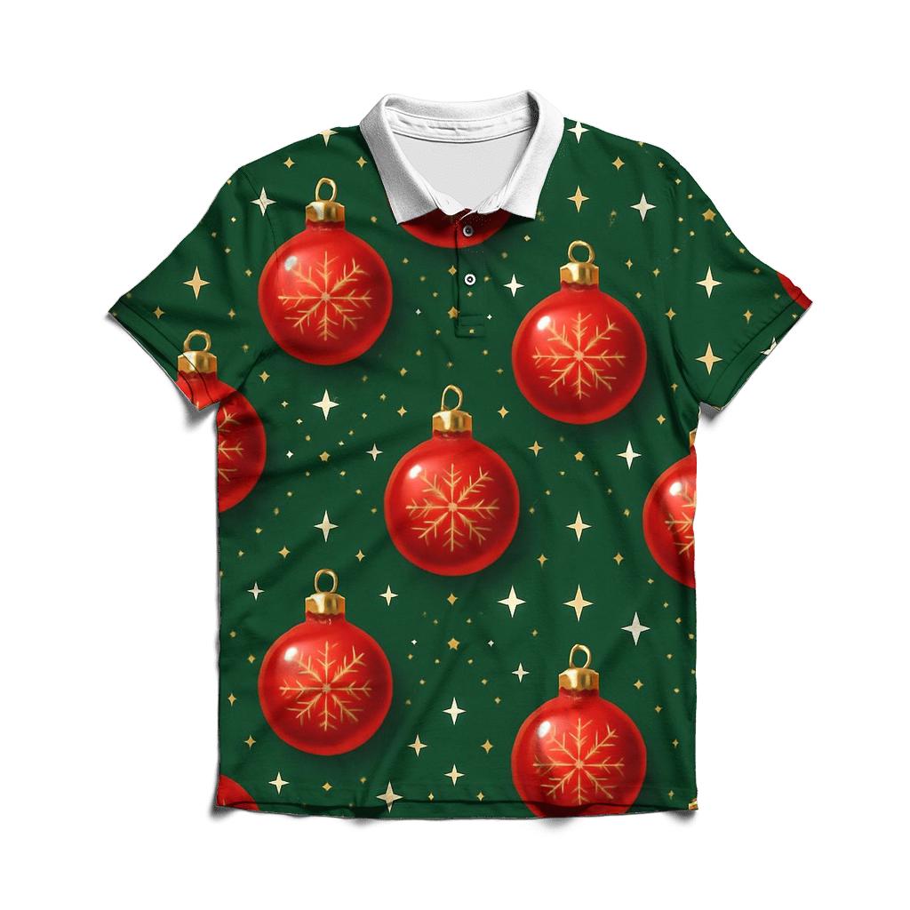 Crimson Christmas Ornament Lattice designer slim fit polos