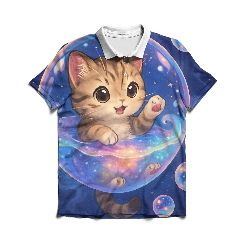 Bubble Bath Nebula Kitten designer slim fit polos