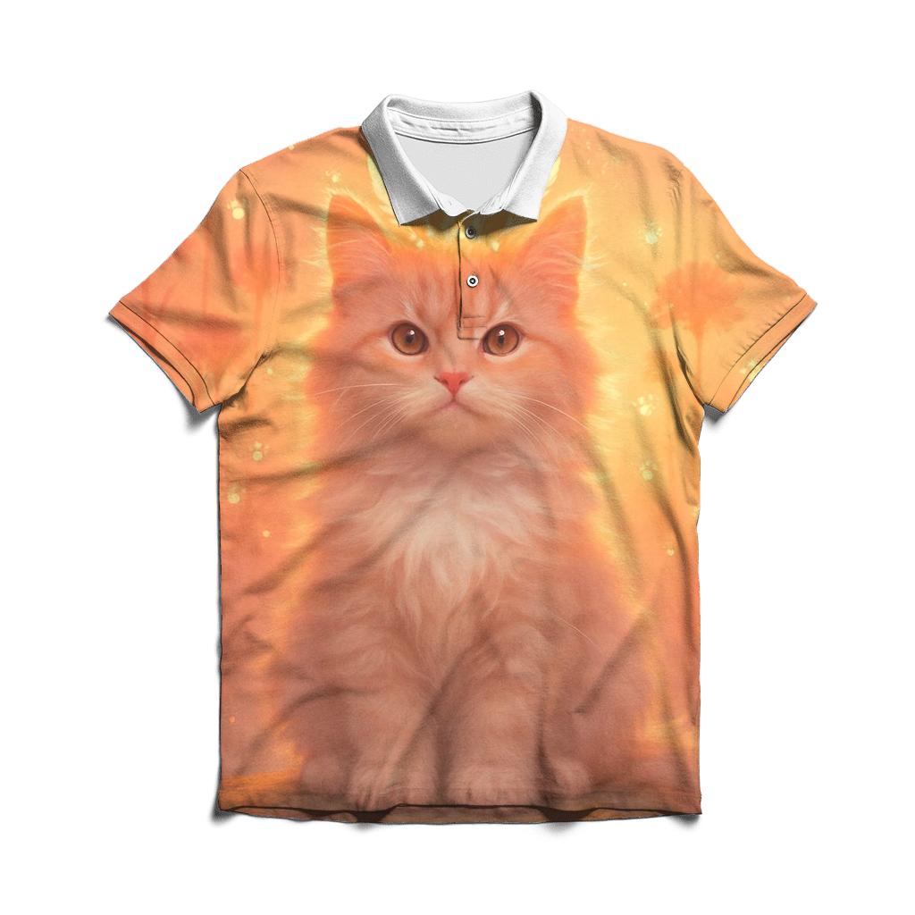 Sunrise Feather Crown Cat premium cotton polo shirts