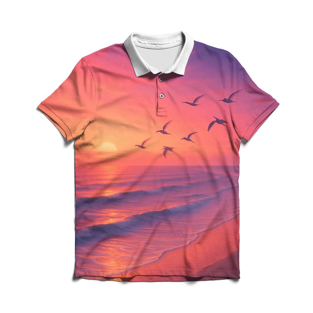 Twilight Flight Over Coral Shores classic pique polos