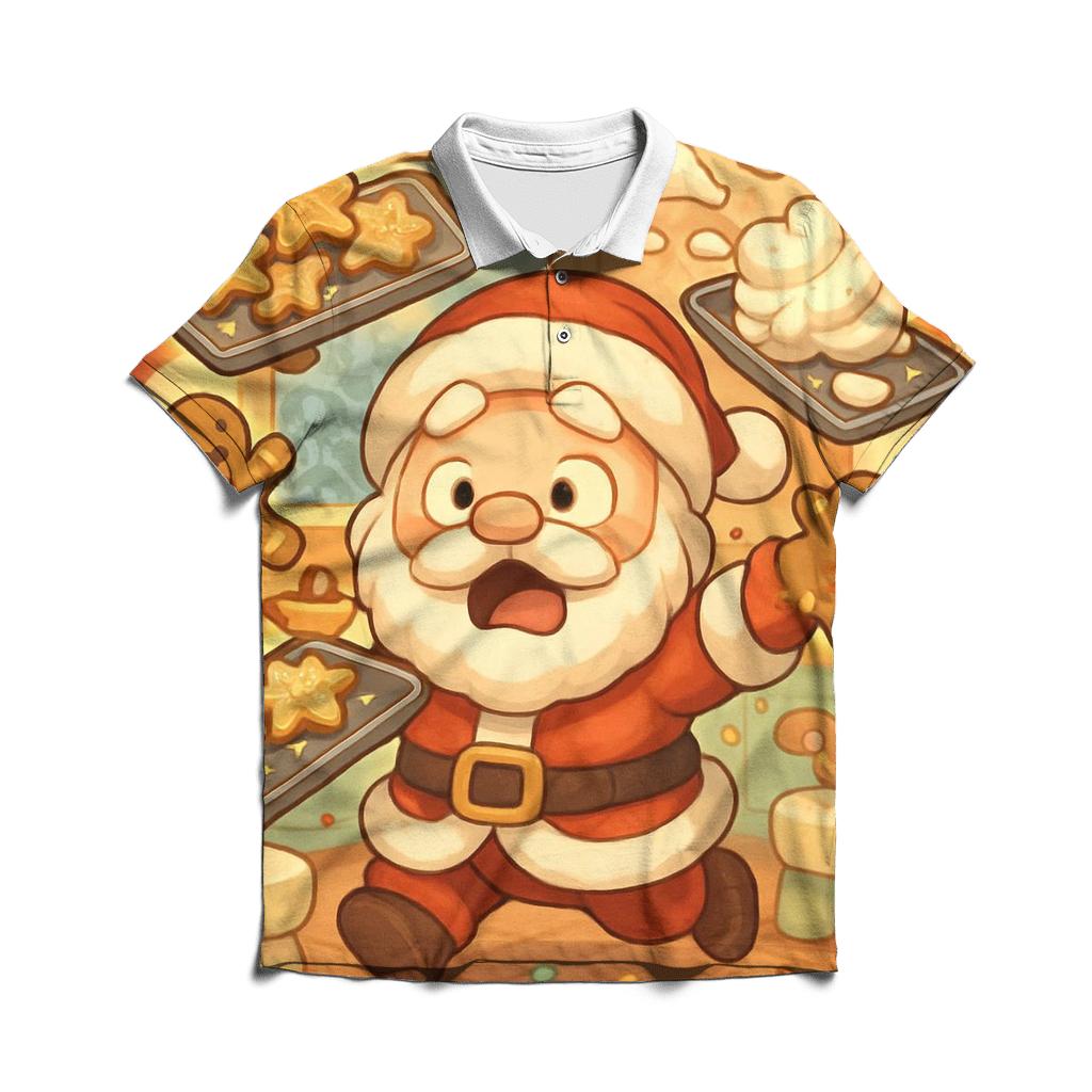 Chibi Kitchen Chaos Santa premium cotton polo shirts