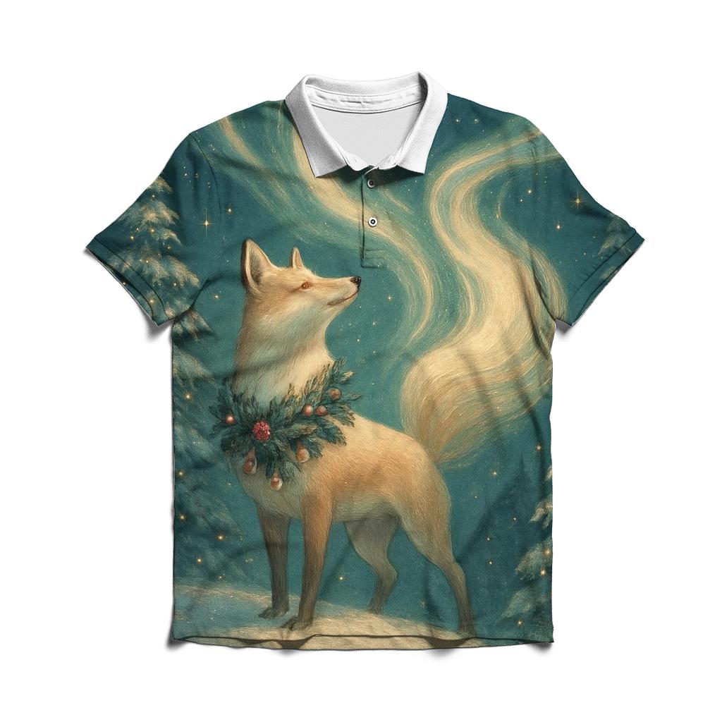 Aurora Fox In Christmas Forest custom polo shirts