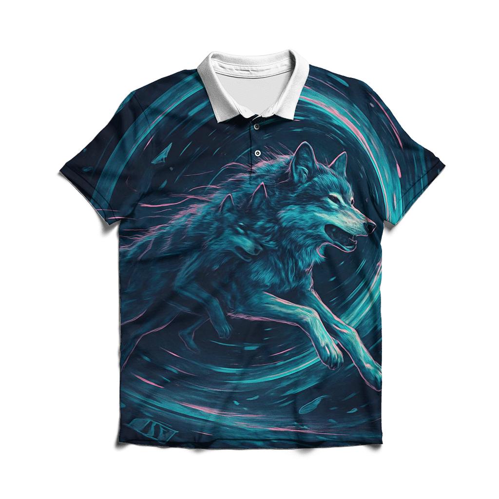 Temporal Rift Runner Wolf premium cotton polo shirts