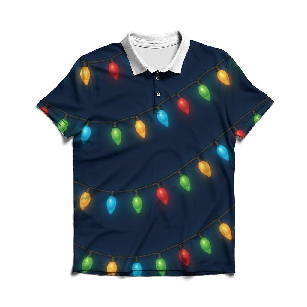 Christmas Lights Diagonal Wave personalized polo shirts