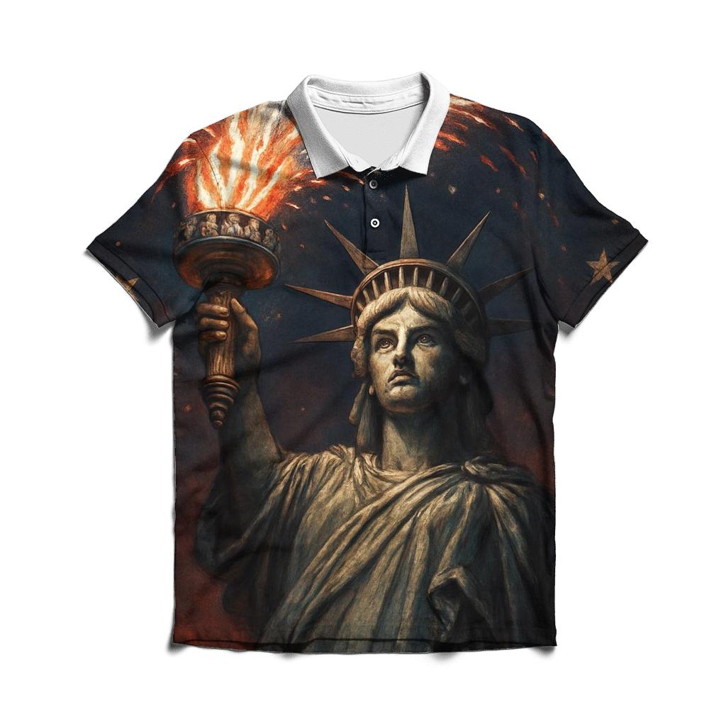 Liberty Torch Fireworks Horizon branded logo polo shirts