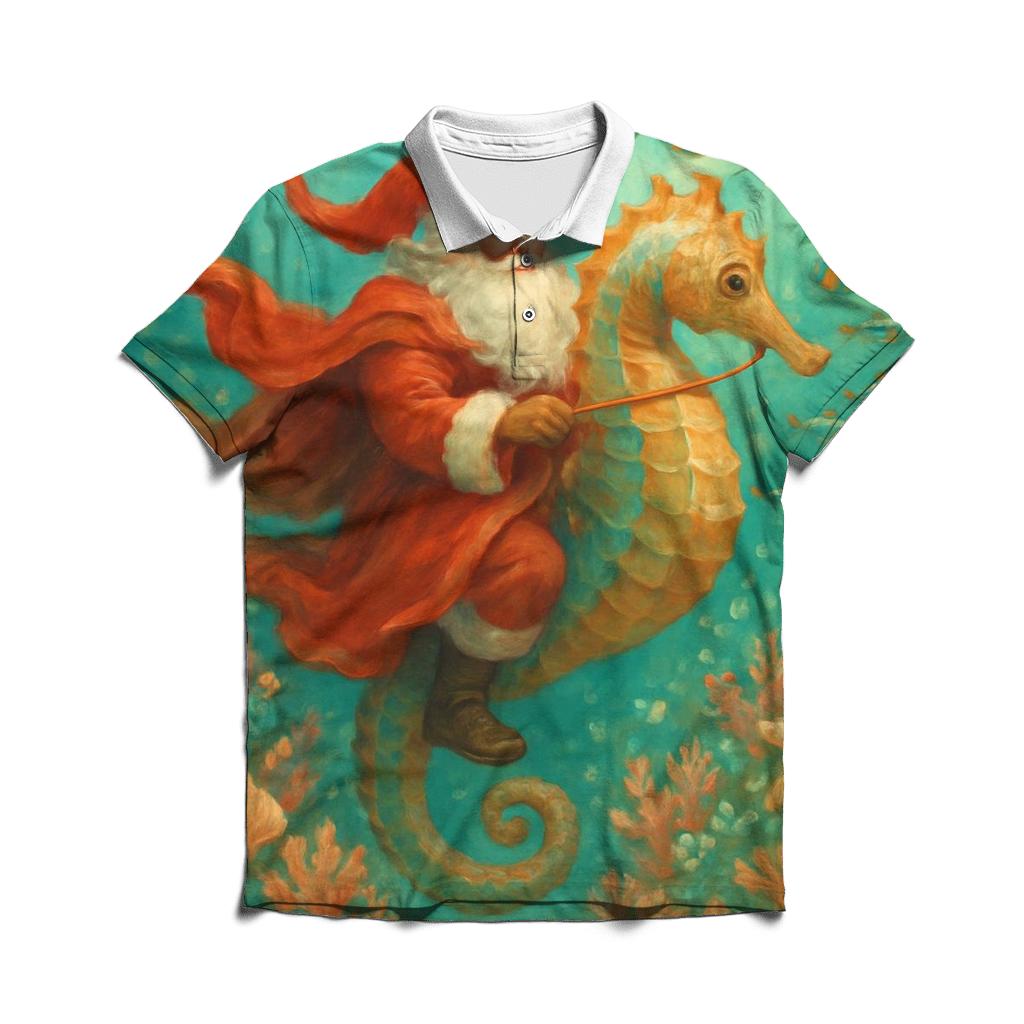 Undersea Coral Reef Santa personalized polo shirts